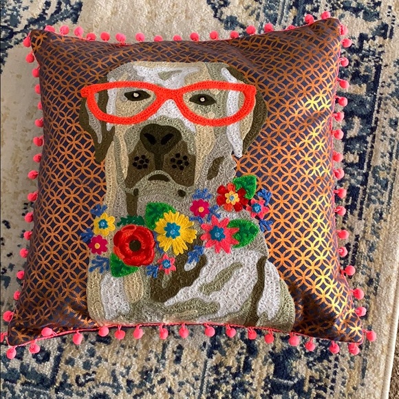 dog with glasses pillow